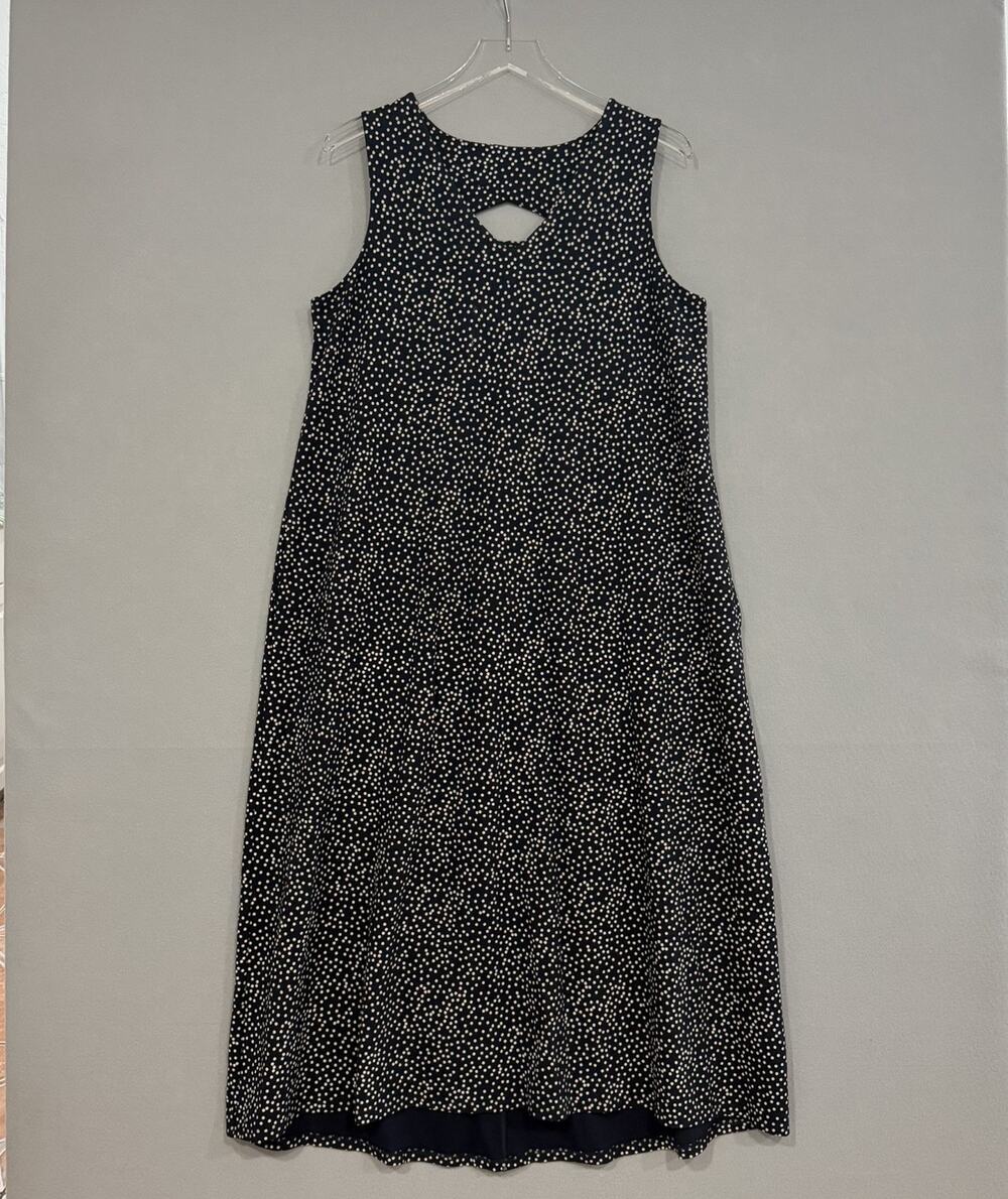 J. Jill Wearever Collection Maxi Dress Women's Medium Blue Polka Dot W Pockets